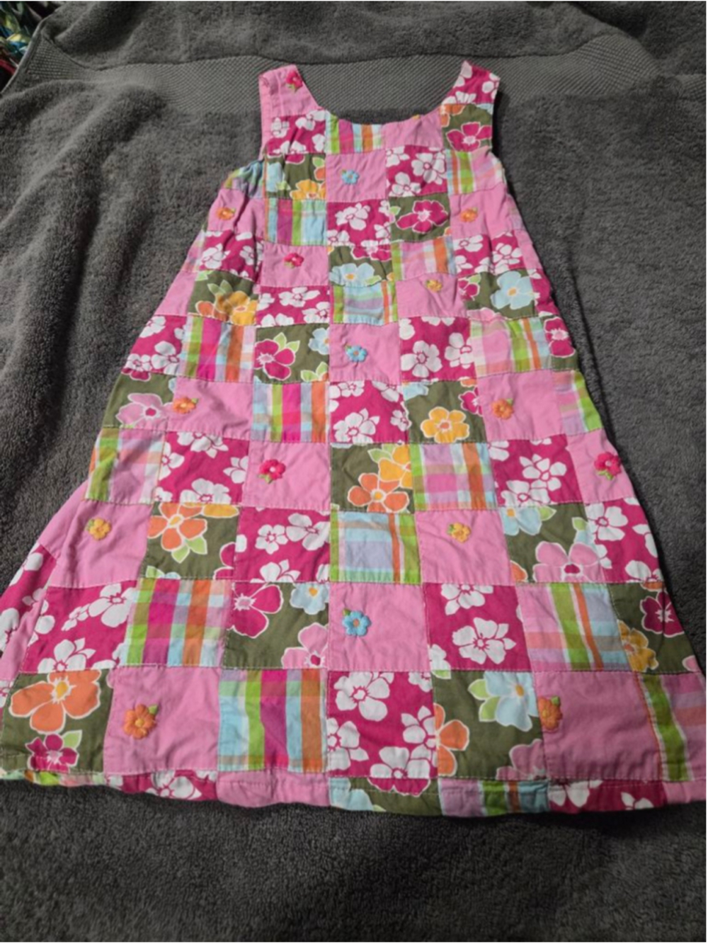 Clearance Girls Gymboree Casual Dress Size 9 Pink Green Floral Patchwork